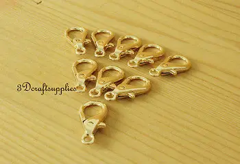 

Lobster Clasps Clips Claw purse hooks Swivel snap hook light gold 14mm 15pcs P67