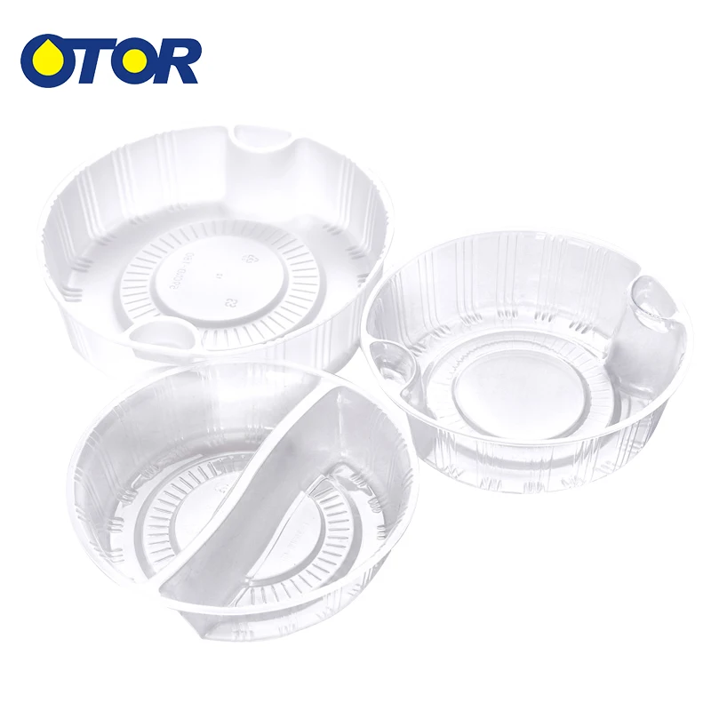 

OTOR 440ml 590ml Disposable Plastic Inner Bowl Liner Layered Round Tray Take away Compartment Clear Bowl Liner 60pcs 50pcs