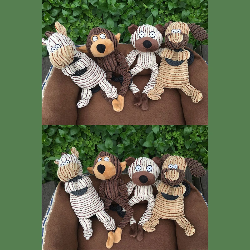 Buy Corduroy Fabric Dog Toys Pet Puppy Chew Squeaker