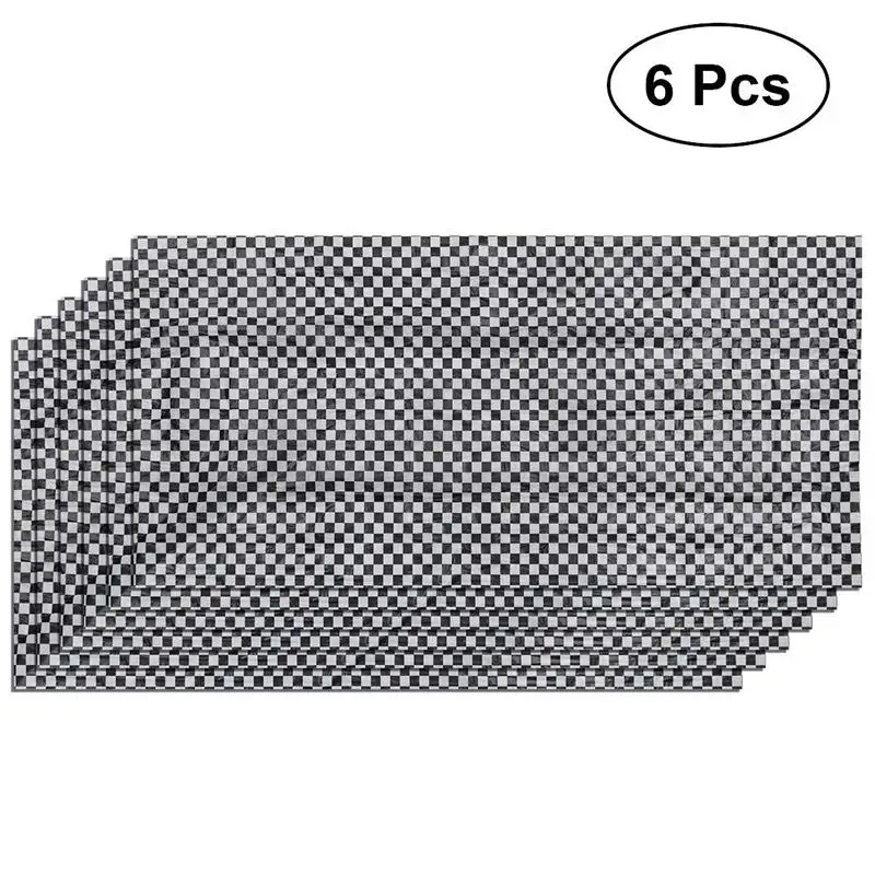 

6pcs Black White Checkered Flag Tablecloth Plastic Disposable Grid Table Cover for Wedding Banquet Restaurant Party Dinner