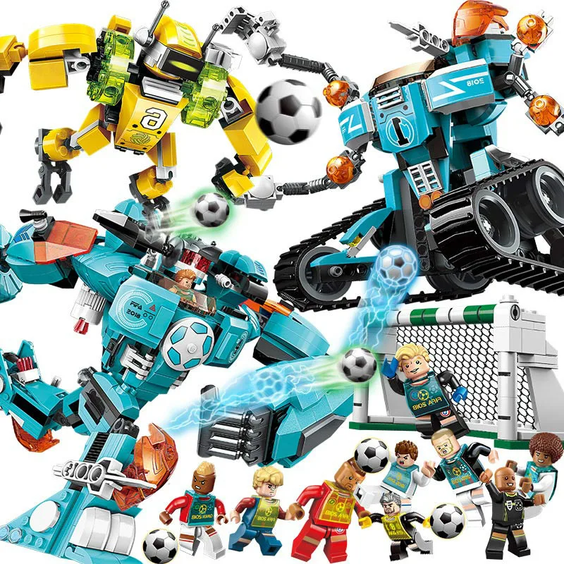 

Super Soccer Robots 2in1 Figures Building Blocks Compatible Legoings City Model Kit Bricks Toys for Children Educational Gifts