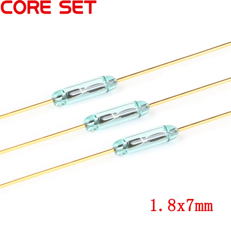 

10pcs Reed Switch 1.8x7mm Magnetic Control Switch Green Glass Reed Switches Glass Normally Open Contact For Sensors NO