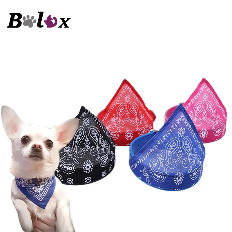 Dog Collar Bandana Leather Adjustable Pet Dog Neck Scarf Collar for Puppy Print PU Leather Neckerchief Pet Accessories
