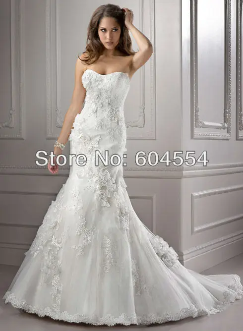 На заказ Vestido де Casamento белый / Ivpory сатинировки аппликация цветы свадебное платье