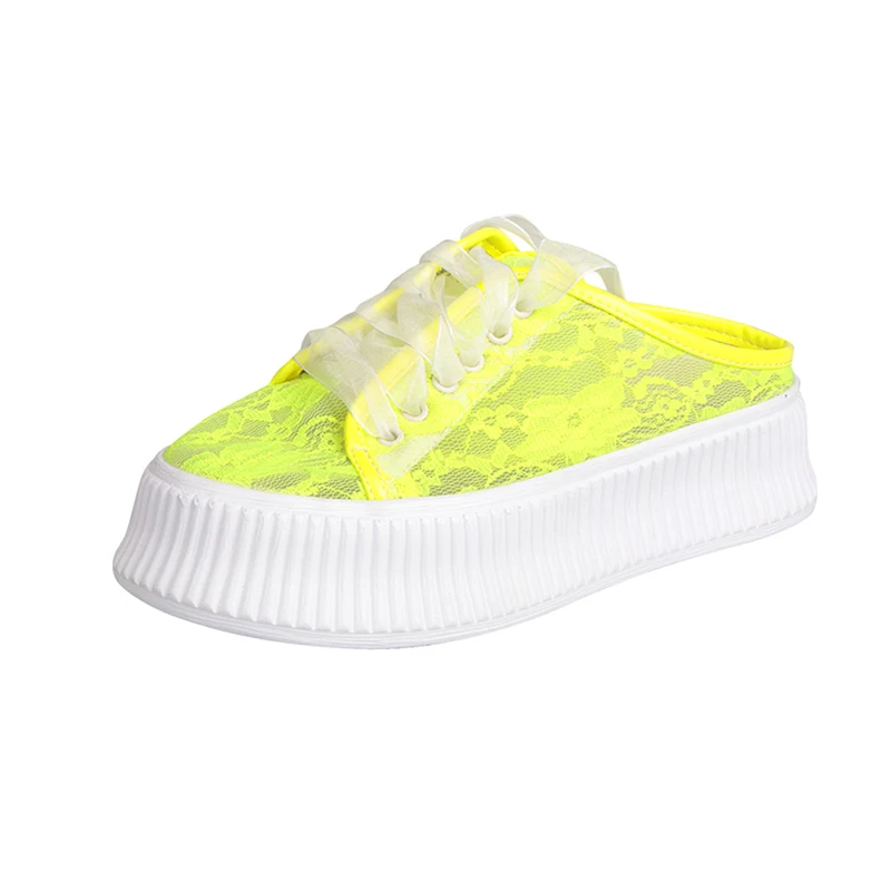 

Women's Slippers Half Shoes Breathable Mesh Platform Shoes For Woman Slippers 2019 Summer Thick Sole Female Slipper Woman Shoe