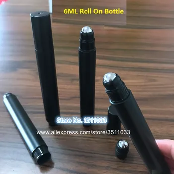 

24PCS 6ml Black Plastic Essential Oil Roll On Bottles Perfume Tube Bottle Press Tube Eye Essence Metal Roller Ball Container
