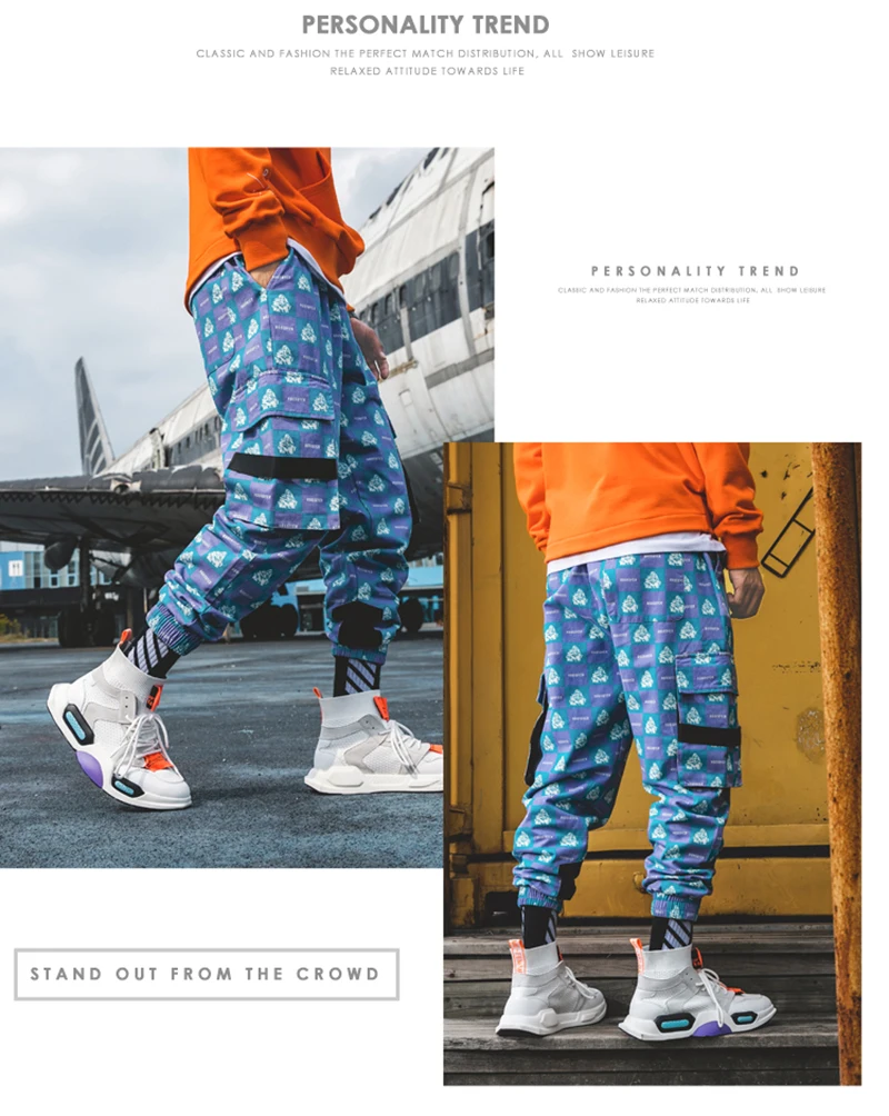 Purple Skateboard Color Pants Men Cotton Camo Hip Hop Fashion Cargo Pants  (33)
