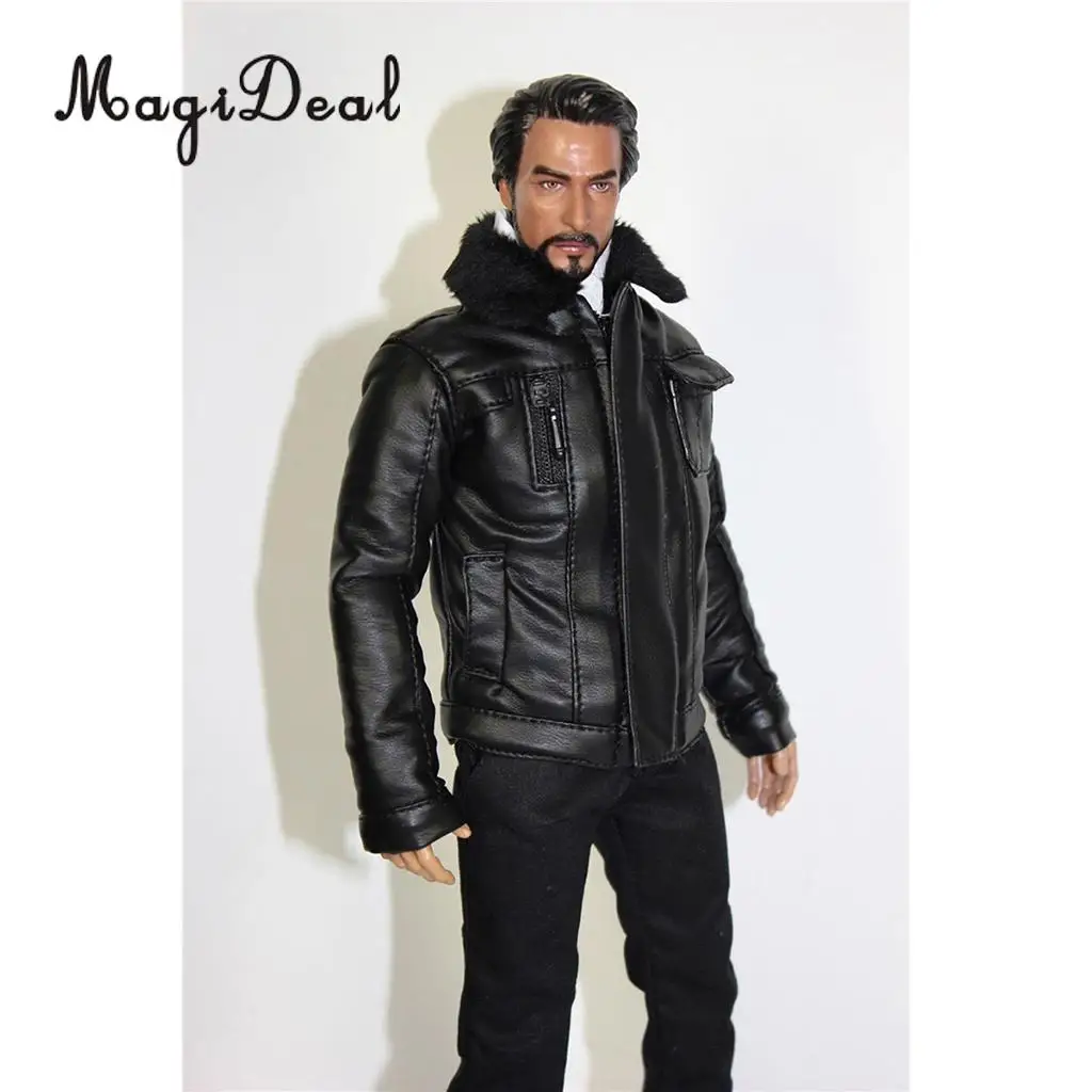 

MagiDeal PU Leather 1/6 Scale Male Motorcycle Clothes Racing Suit Set Model for 12 Inch Action Figure Accessory