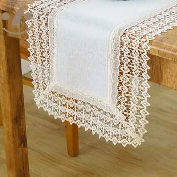 

Luxury Beige White Color Embroidered Large Lace Border Home Decorative Table Runner
