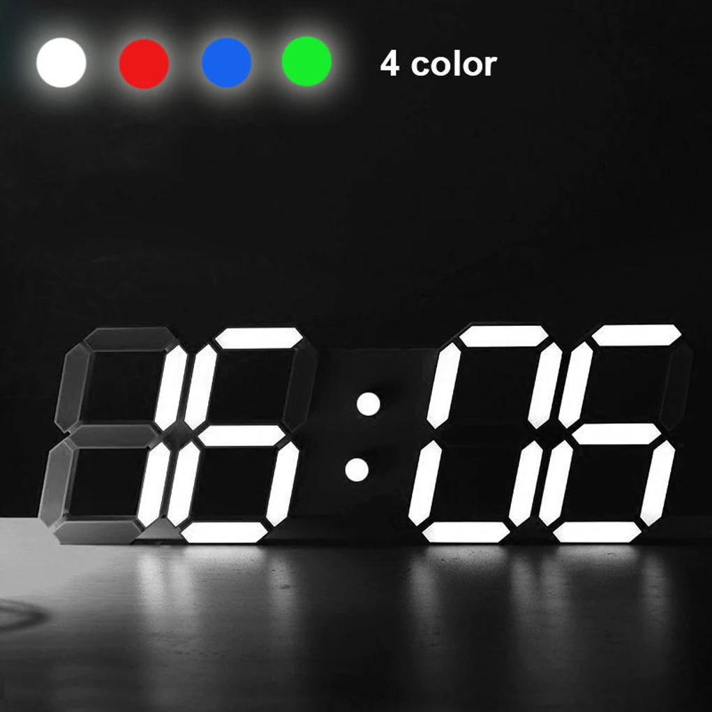 Светодиодный, прямоугольный, 3D, цифровые часы, настольные часы с будильником, 24 или 12 часов, настенные часы для украшения дома