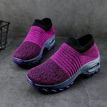 

Large size five-color ladies casual shoes women's vulcanized shoes PU air cushion socks women's shoes set feet easy to wear off