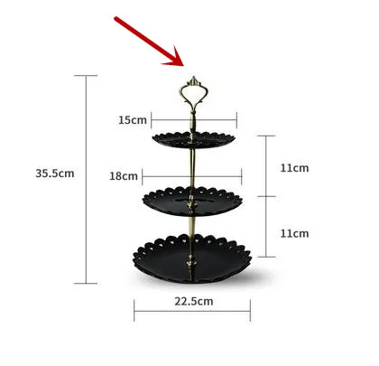 Европейский 3 яруса кружевных подставка для десерта с выставочная пластина печенье кекс десерт стойки/поднос для свадебного торжества и дня рождения вечерние поставки - Цвет: black