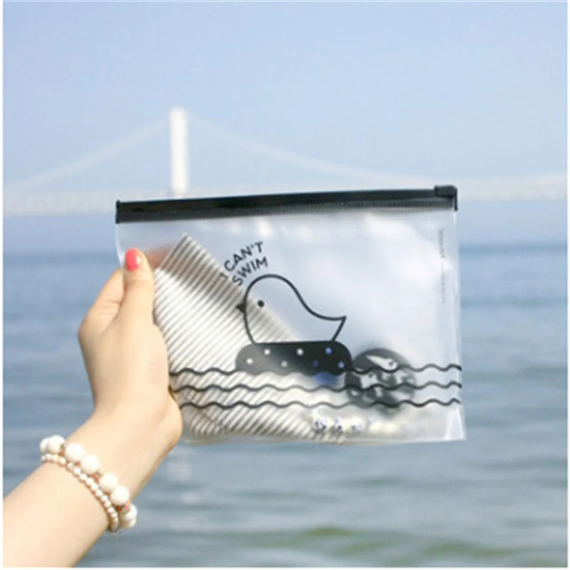 

1 Pcs New Pencil Case Bag Cute Chicken Translucent PVC Waterproof Travel Cosmetics Storage Bag Home Office Storage Pen Holder-