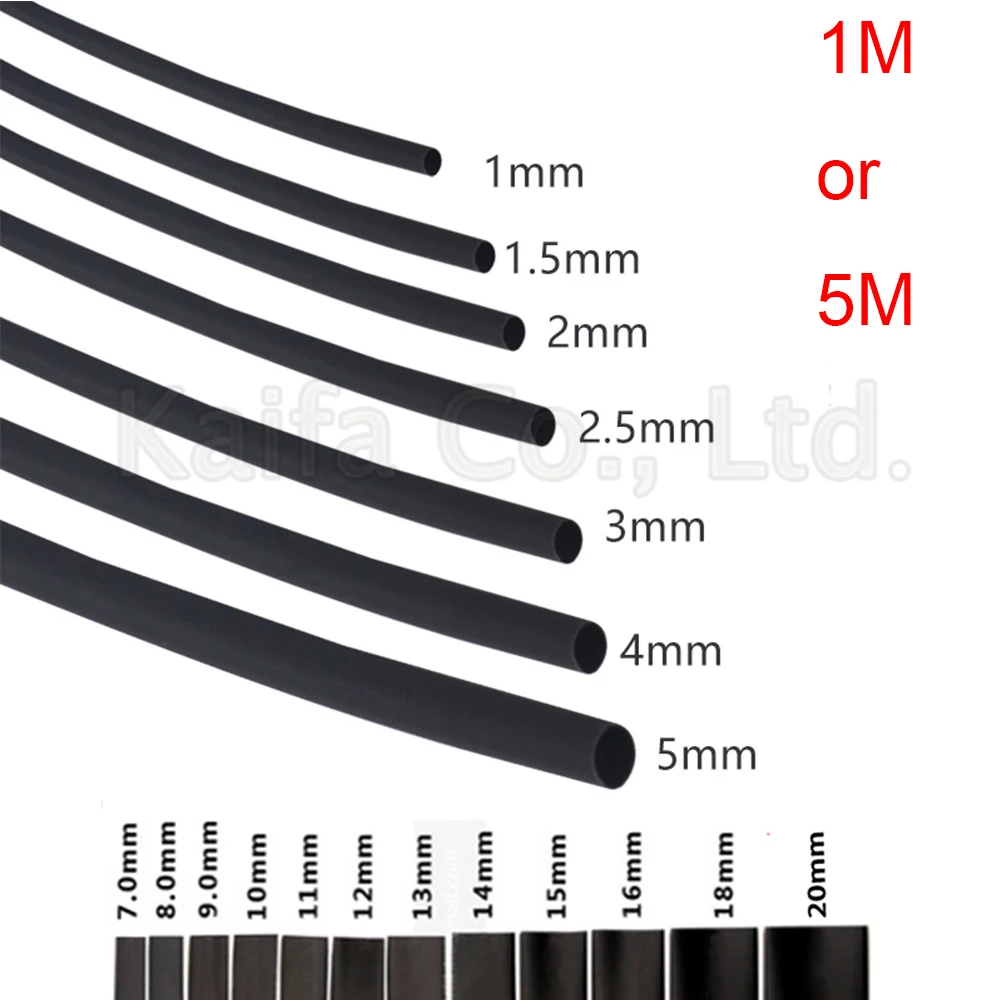 1M 5M 2:1 Round Diameter 1 1.5 2 3 4 5 6 7 8 10 12mm Heat Shrink Tubing Shrinkable Tube Black Wire Wrap Insulation Sleeving 1M 5M 2:1 Round Diameter 1 1.5 2 3 4 5 6 7 8 10 12mm Heat Shrink Tubing Shrinkable Tube Black Wire Wrap Insulation Sleeving