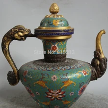 Bi001295 1" Клеймо Китайский Перегородчатой Эмали Бронзовый 24 К Золото Свинка Вино Tea Pot Кувшин