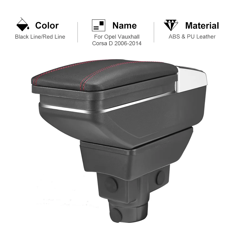 

For Opel Vauxhall Corsa D 2006-2014 Car Armrest Box PU Leather Central Container Storage Box Car Styling Accessories