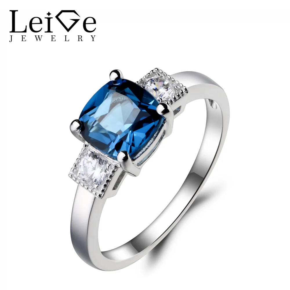 Leige Jewelry November Birthstone London Blue Topaz Ring Wedding Ring
