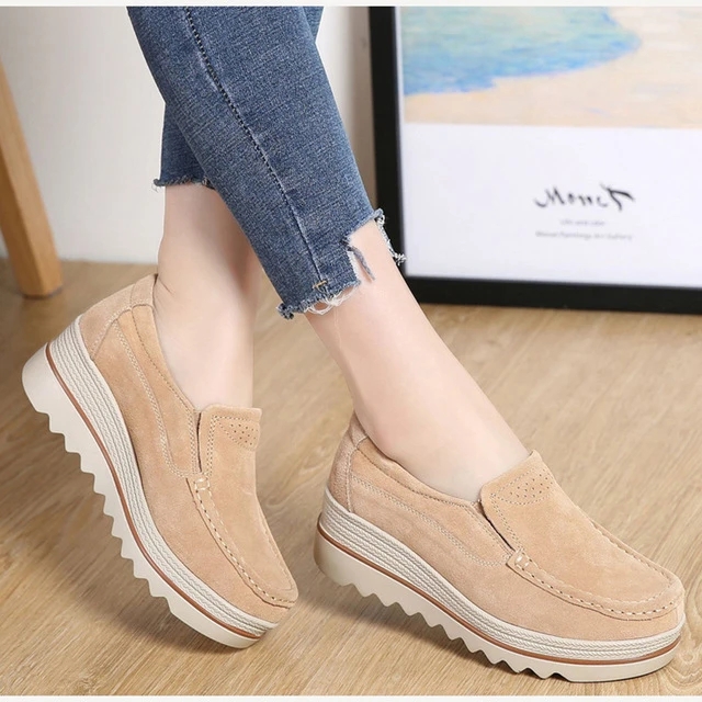 Zapatos de invierno para mujer 2018, gran oferta, zapatos de mujer, botines de mujer de cuero genuino, punta redonda, con plataforma, zapatos de _ - AliExpress Mobile