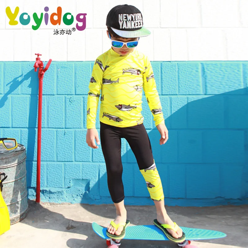 Long Sleeve Swimwear Boys Two Pieces Swimsuit Children's surfing Swim