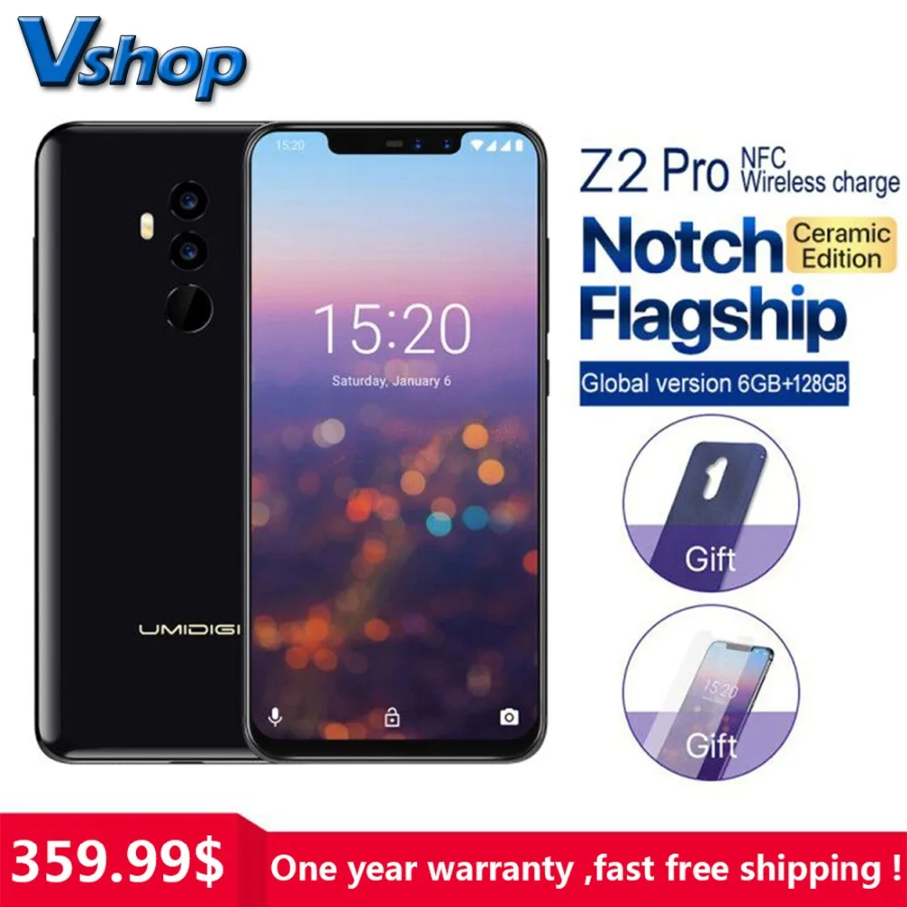 UMIDIGI Z2 Pro Ceramic Edition 4G Smartphone Android 8.1 6GB+128GB Helio P60 Octa Core 16MP+8MP Wireless Charger NFC Cell Phone