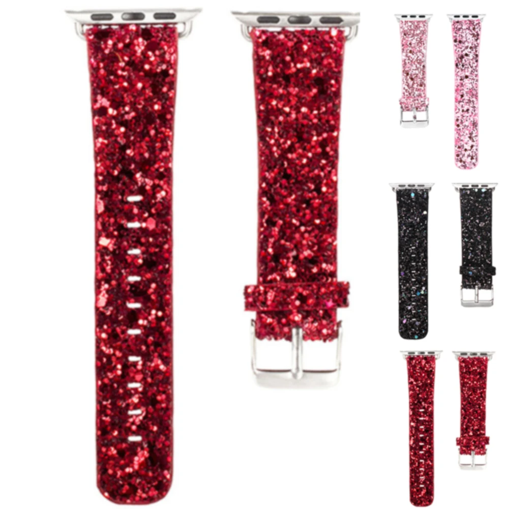 Замена Блестящий Bling Sequin аксессуары ремешок прочный Глянцевая искусственная