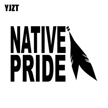

YJZT 13*8.2CM Native Pride FEATHER Free Spirit Fashion Car Sticker Black/Silver Vinyl Car-styling Decals S8-1501