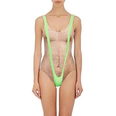 Funny Borat Women's One Piece Swimsuit - Sexy Chest Hair Bathing Suit for Summer Swimwear - Joke Bather Novelty Beachwear image 5