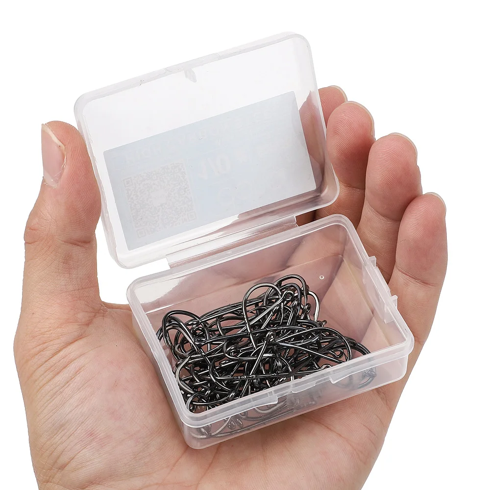 DONQL 50pcs Carbon Steel Barbed Fishing Hooks Fishing Hooks Jig Head Hooks Sea Worm Carp Single Circle Hook for Carp Fishing
