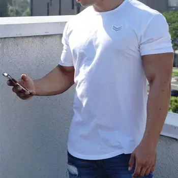 

Cotton Gym t shirt Sport Shirt Men Quick Dry Short Sleeve T-shirts Gym Fitness Running t shirt Mens Rashgard Jogging Tees Tops