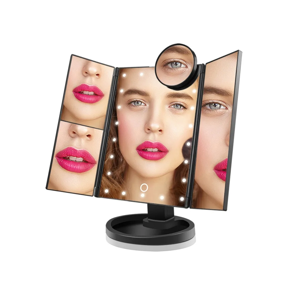 

22LEDs Mirror Light Makeup Table Magnifying LED Touch Screen Vanity Light 3 Folding Adjustable Dimmer LED Lamp Maquiagem