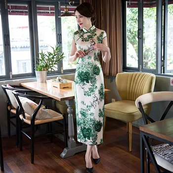 

Maple rose 2016, the new style of high-grade retro dress dress ethos of the long silk dress cheongsam