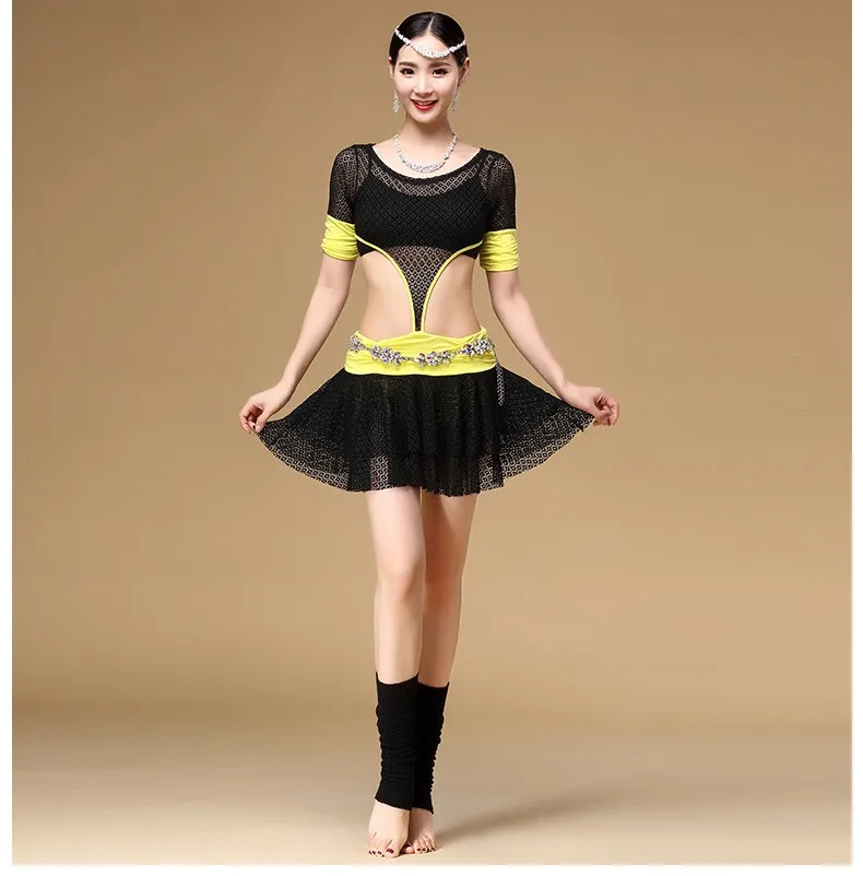 Цельная Женская одежда для танца живота для тренировок, кружевные тренировочные платья, костюм для танца живота, женское платье для танца живота