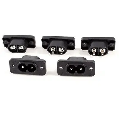 

5 Pcs AC 250V 10A 2 Pins IEC320 C8 Power Inlet Socket Connector