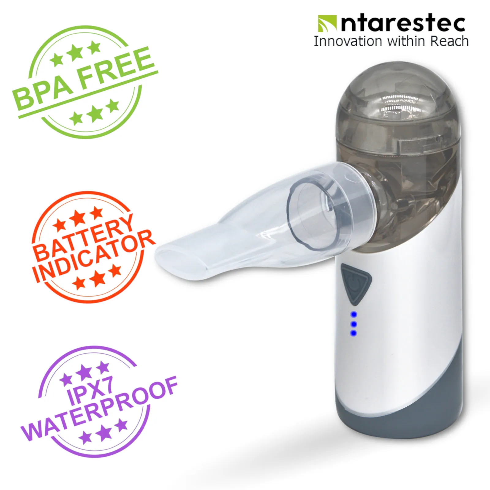 Antarestec PA20 Portable Nebulizer Rechargeable with Battery Indicator Waterproof for Adult Child Asthma COPD