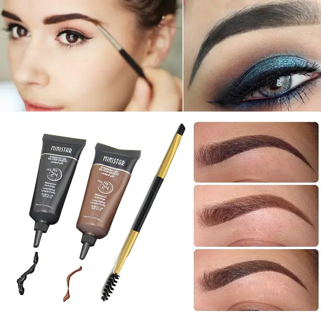 YANQINA 2 Stks/set Bruin Vloeistof Wenkbrauw Mascara Waterdicht