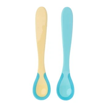 

2Pcs Baby Silicon Spoon Baby Safety Spoon Baby Spoon Temperature Heat Sensing Newborn Infant Feeding Care Safety Tool