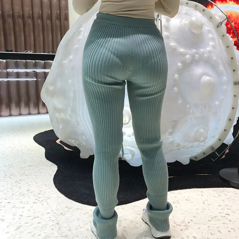 

Autumn Winters With Knitting Pants New Knitting High Elastic Elastic Waist Pants Getting Easy Leisure Pants