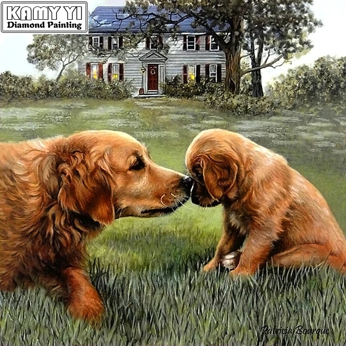 Full Square drill 5D DIY Diamond Golden Retriever Dog Diamond Painting Cross Stitch Rhinestone Mosaic decoration WZC photo