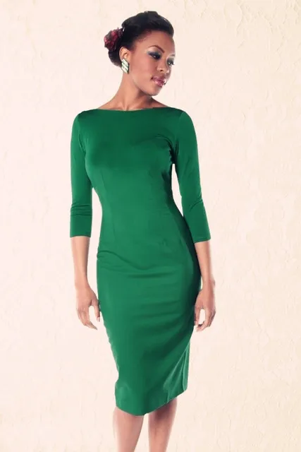 green pencil dress