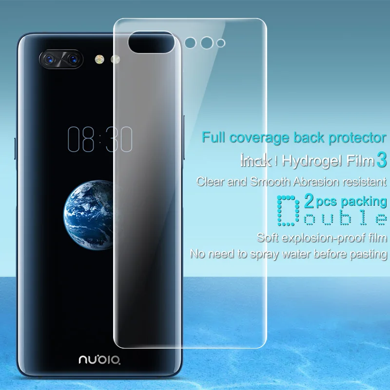 

Imak 2pcs/Package Hydrogel Film 3th Gen for ZTE Nubia X 3D Full Cover for ZTE Nubia X Back Screen Protector Film