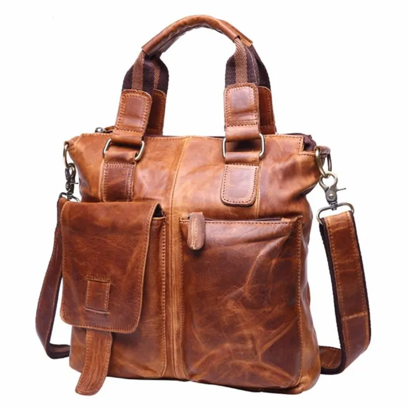 ФОТО Fresh wonderful classic special design male bag Vintage Buffalo Leather Messenger Satchel Laptop Briefcase Men's Bag Crazy M13