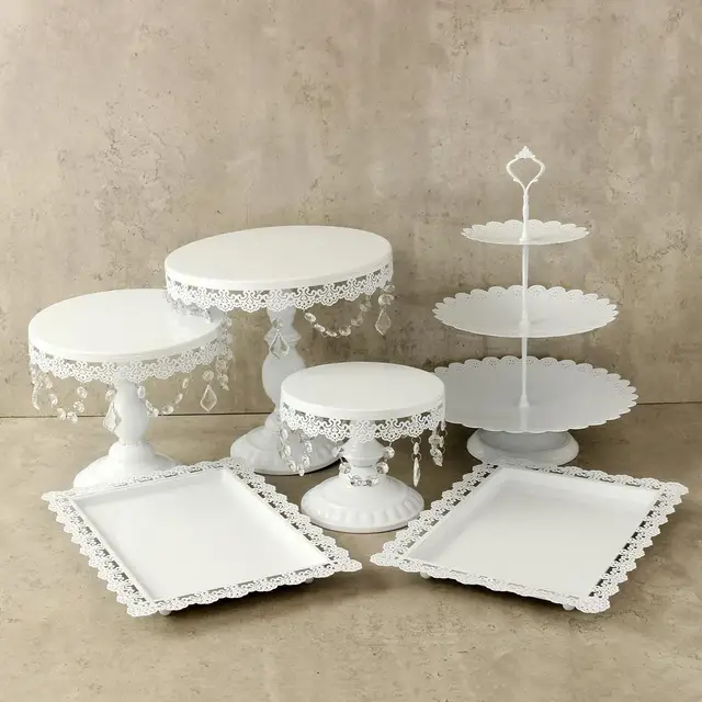 2 Colors 6Pcs Set Pearl  Metal Cake  Stand  Cupcake  Dessert 