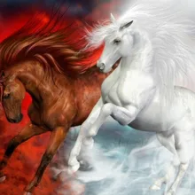 Коричневый и белый лошади Искусство Ручная роспись креативная Цифровая живопись маслом 24 Цвета Пигмент Кисть DIY живопись по номерам