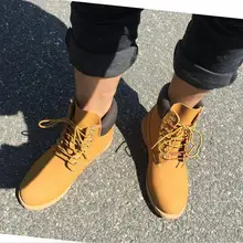 Brand Yellow Timber Boots Autumn Winter Men Martin Boot Cow Leather Warm Women Motorcycle Snow Boots Outdoor Casual Botas Hombre