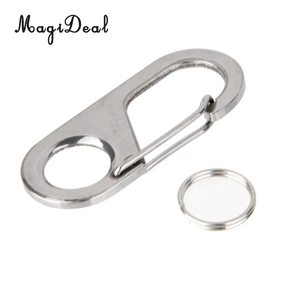 MagiDeal Lightweight Stainless Steel Figure 8 Shape Carabiner& Keyring for Outdoor Camping Fishing Traveling Supplies Silver