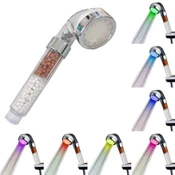 

Tourmaline SPA Anion Pressurize Led shower head 7 colors Water Saving Bathroom Shower Head Led Shower Filter ABS