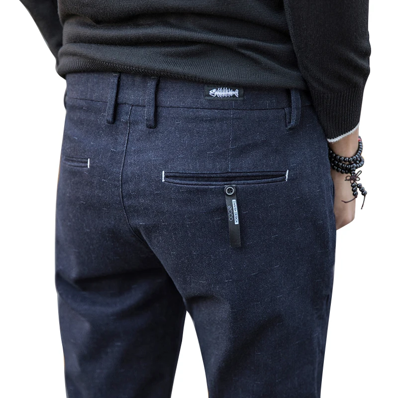 

2019 New Men's Printed Casual Pants Business Fashion Sanded Cotton Slim Trousers Men Male Brand Clothes