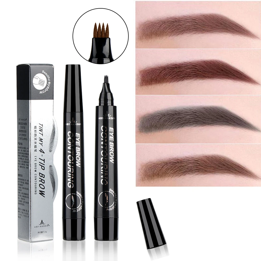 

Waterproof 4 Fork Tip Fine Sketch Enhancer Eyebrow Tattoo Pen Microblading Easy Use Eyebrow Pencil Tint Henna Eyebrow Gel Makeup