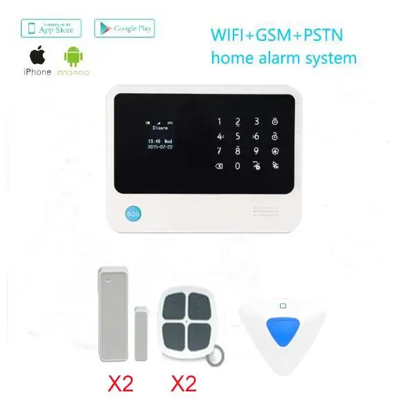 

433mhz Russian language WiFi GSM GPRS alarm system with patent design wireless indoor siren/ door sensor / remote control