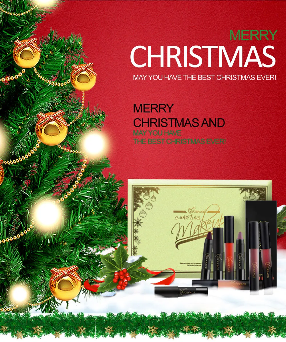 NICEFACE Matte Lipstick Set Sexy Red 22 Pcs Liquid Lipgloss Waterproof Lip Stick Kit Matte Long Lasting Brand Make Up (1)